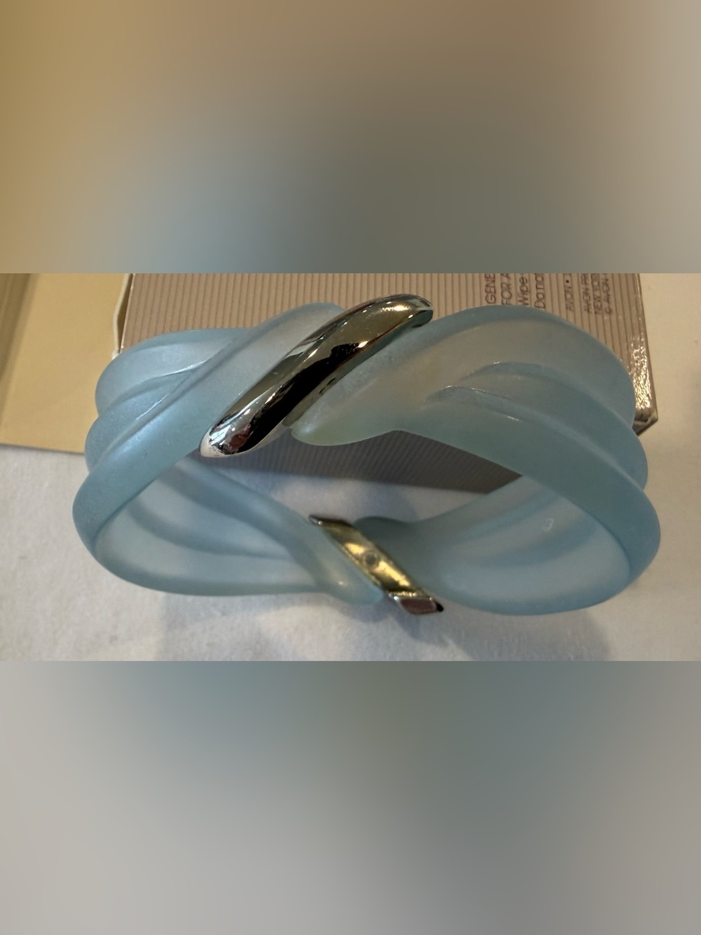 Avon Frosted Coolers Light Blue Twisted Resin Bangle with Silver Accents